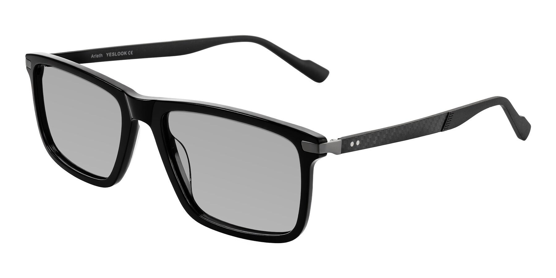 Angle of Arleth in Black with Light Gray Tinted Lenses