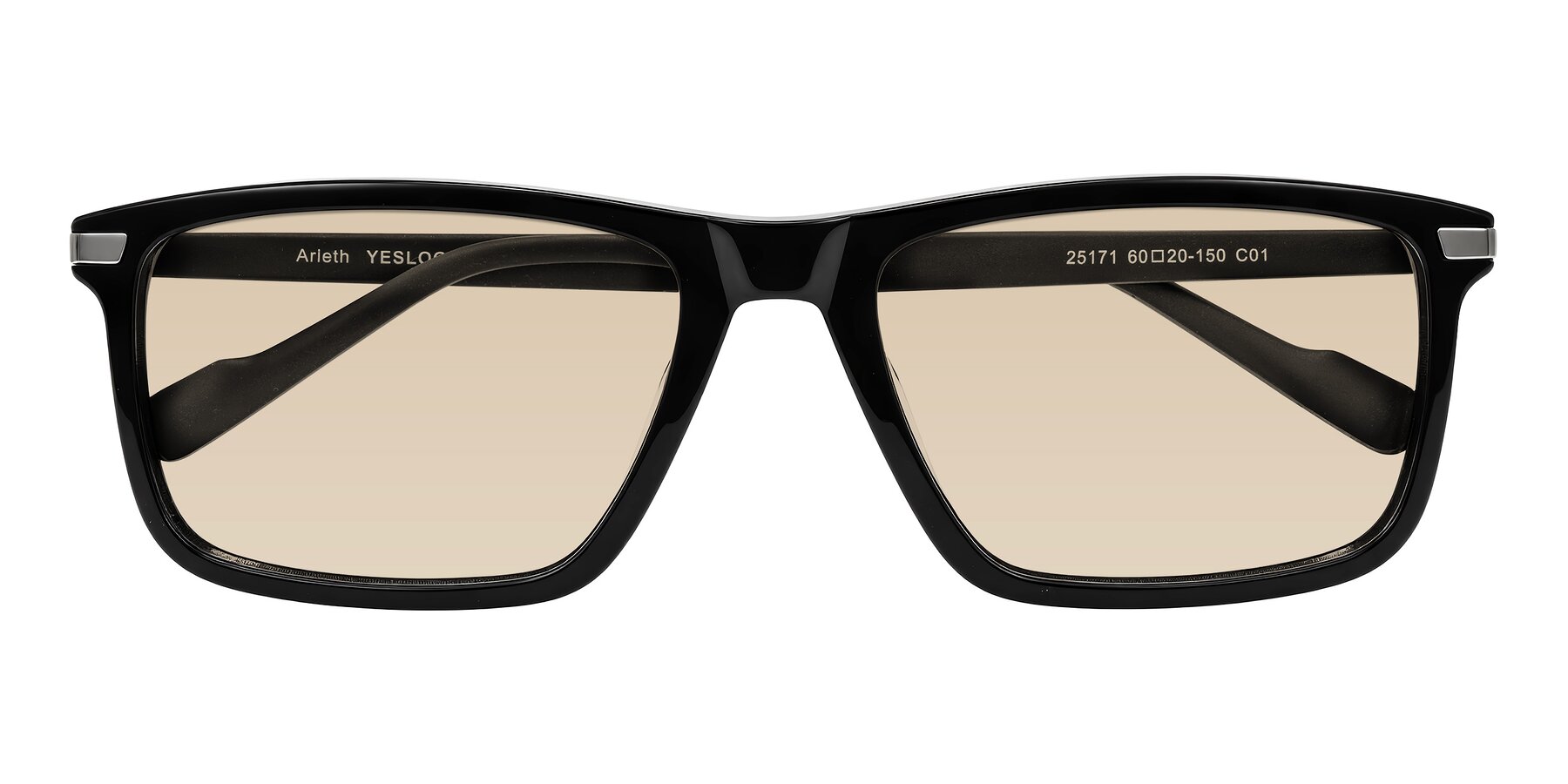 Folded Front of Arleth in Black with Light Brown Tinted Lenses