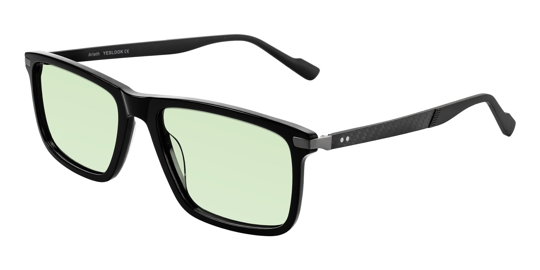Angle of Arleth in Black with Light Green Tinted Lenses