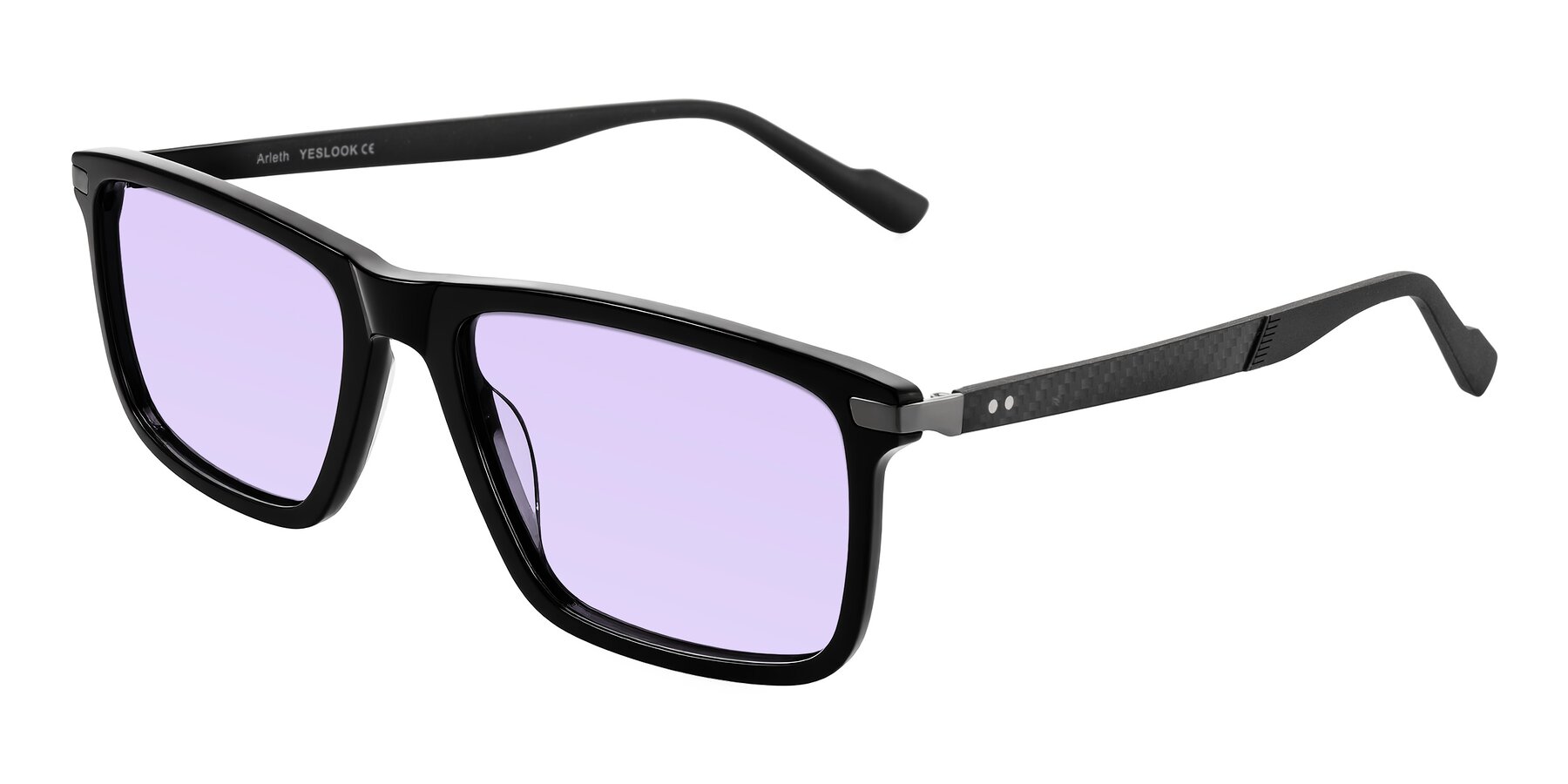 Angle of Arleth in Black with Light Purple Tinted Lenses