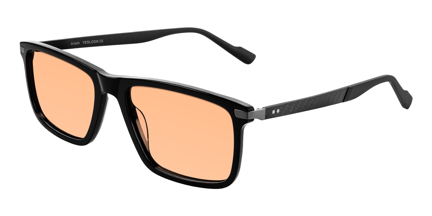 Angle of Arleth in Black with Light Orange Tinted Lenses