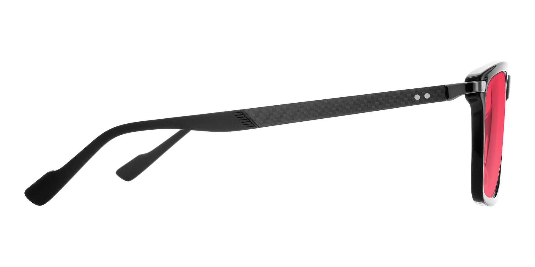 Side of Arleth in Black with Red Tinted Lenses