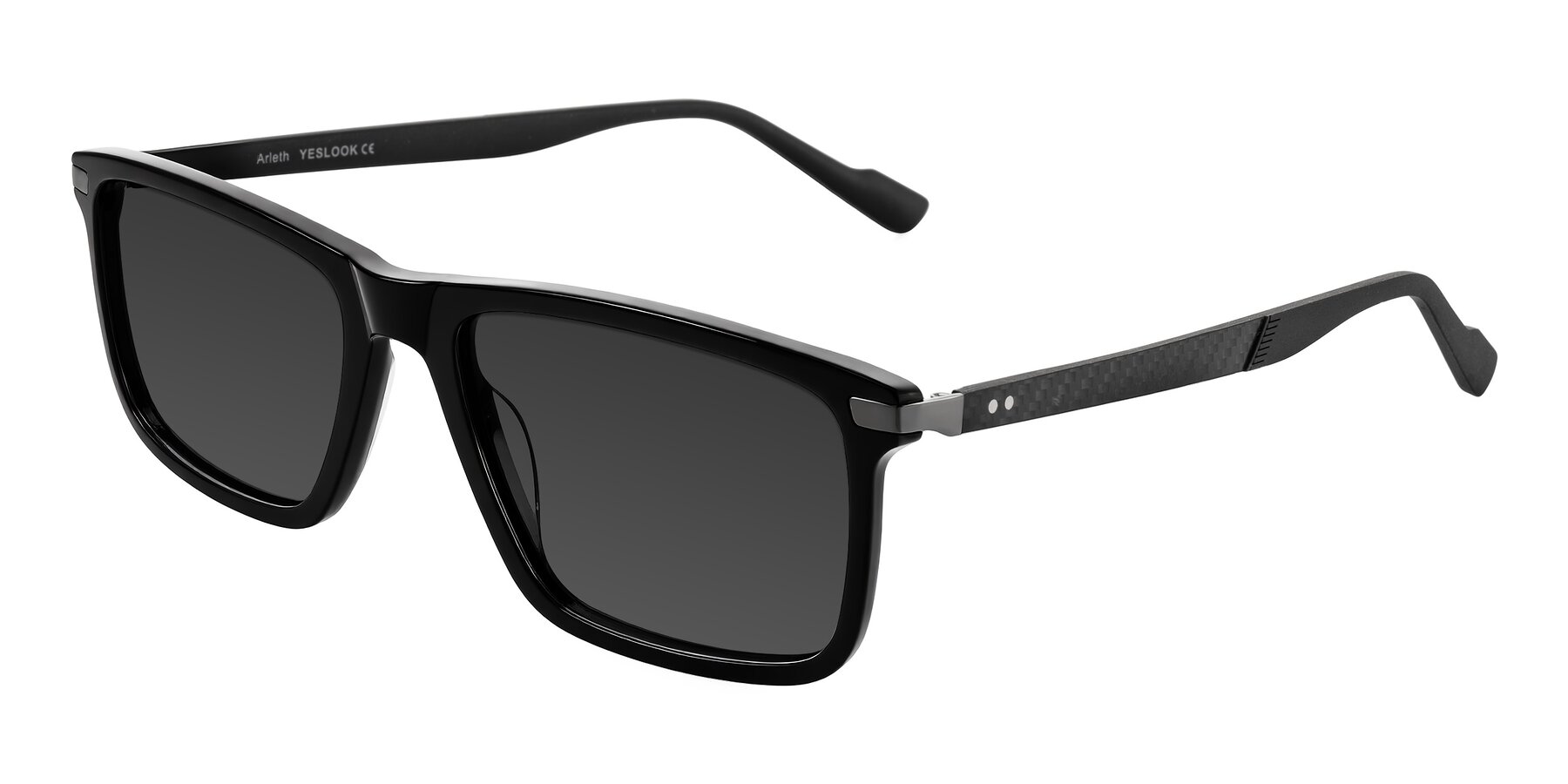 Angle of Arleth in Black with Gray Tinted Lenses