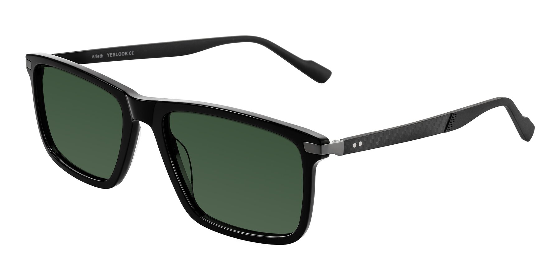 Angle of Arleth in Black with Green Tinted Lenses