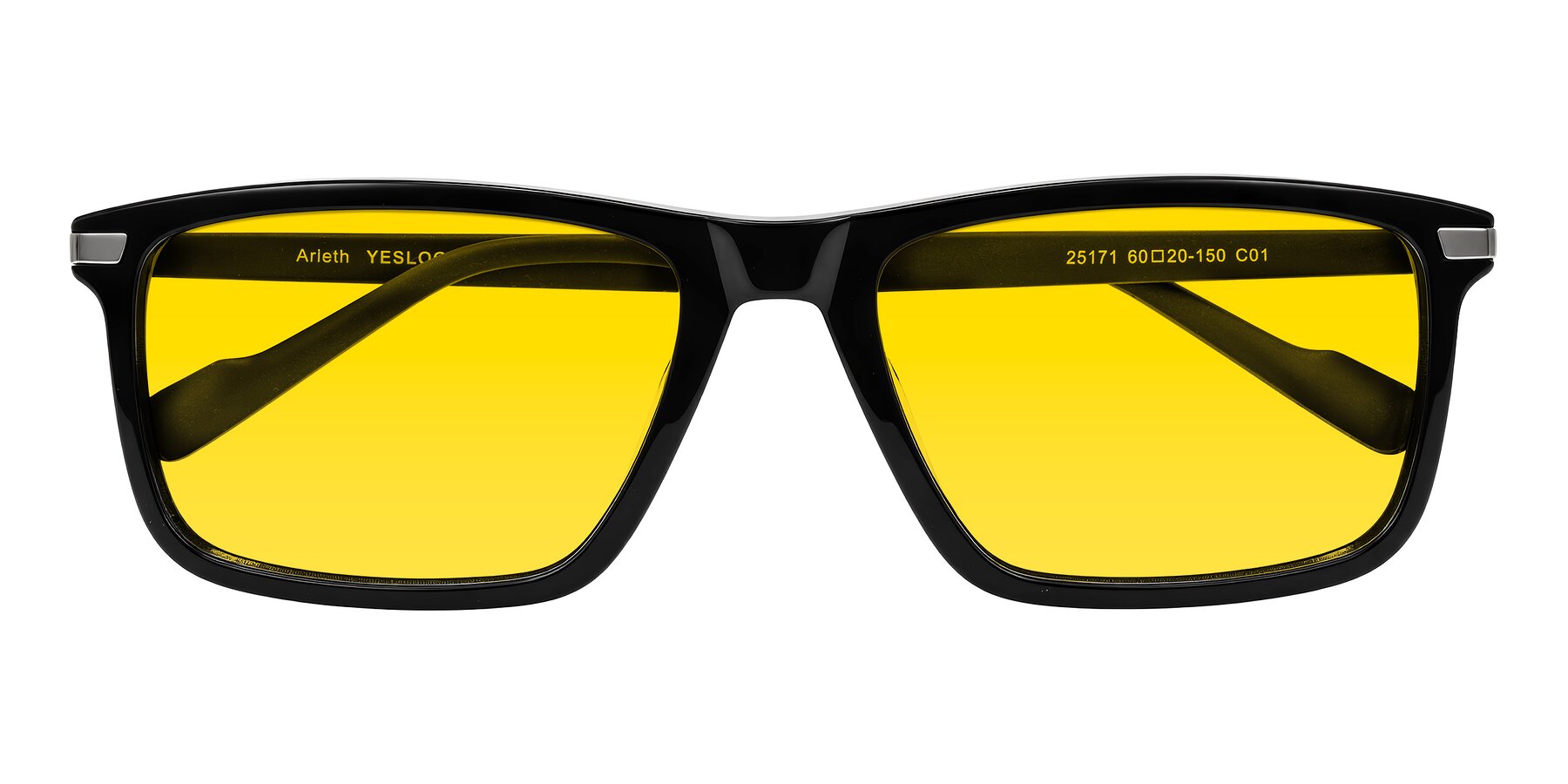 Folded Front of Arleth in Black with Yellow Tinted Lenses