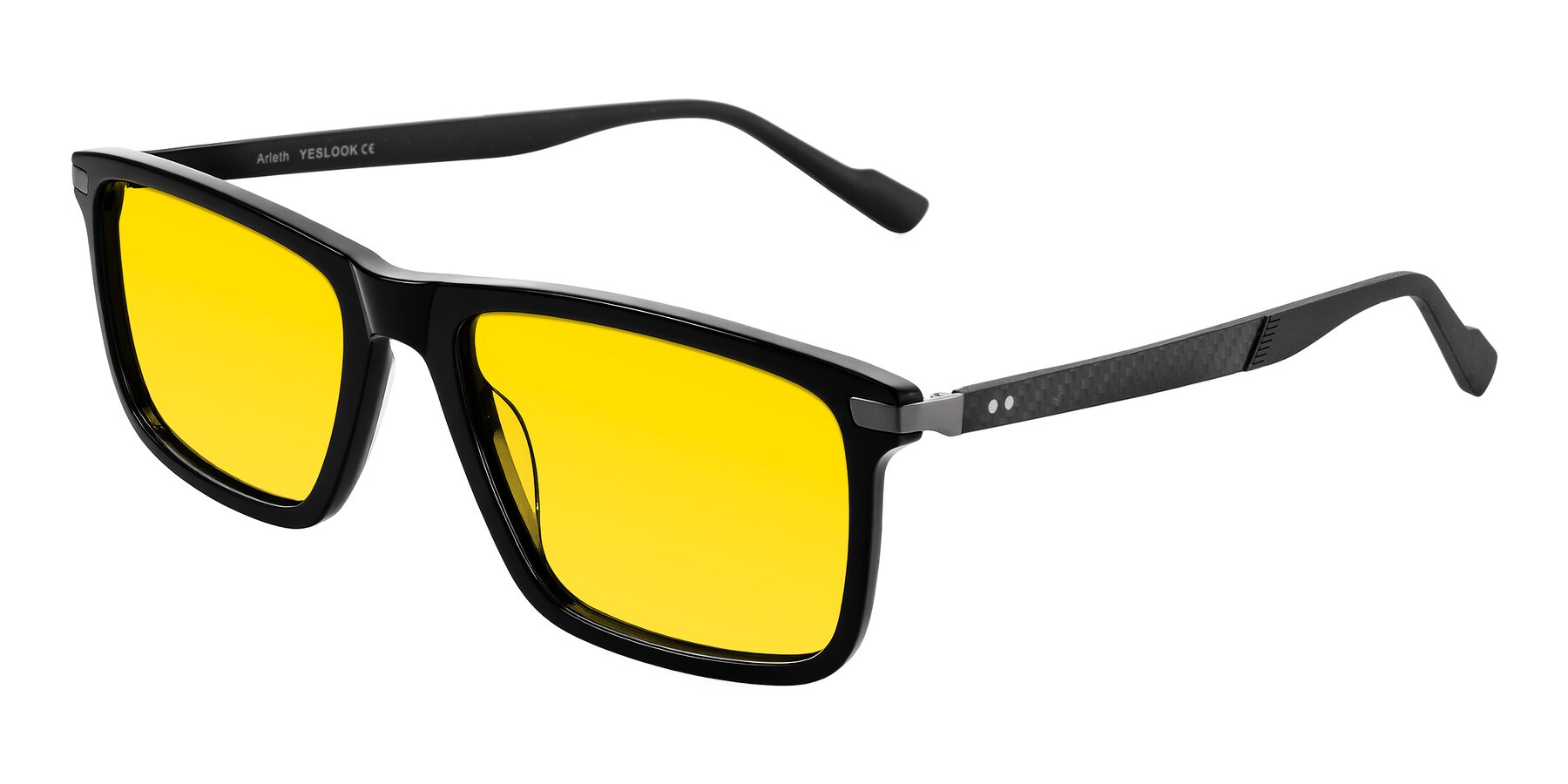 Angle of Arleth in Black with Yellow Tinted Lenses