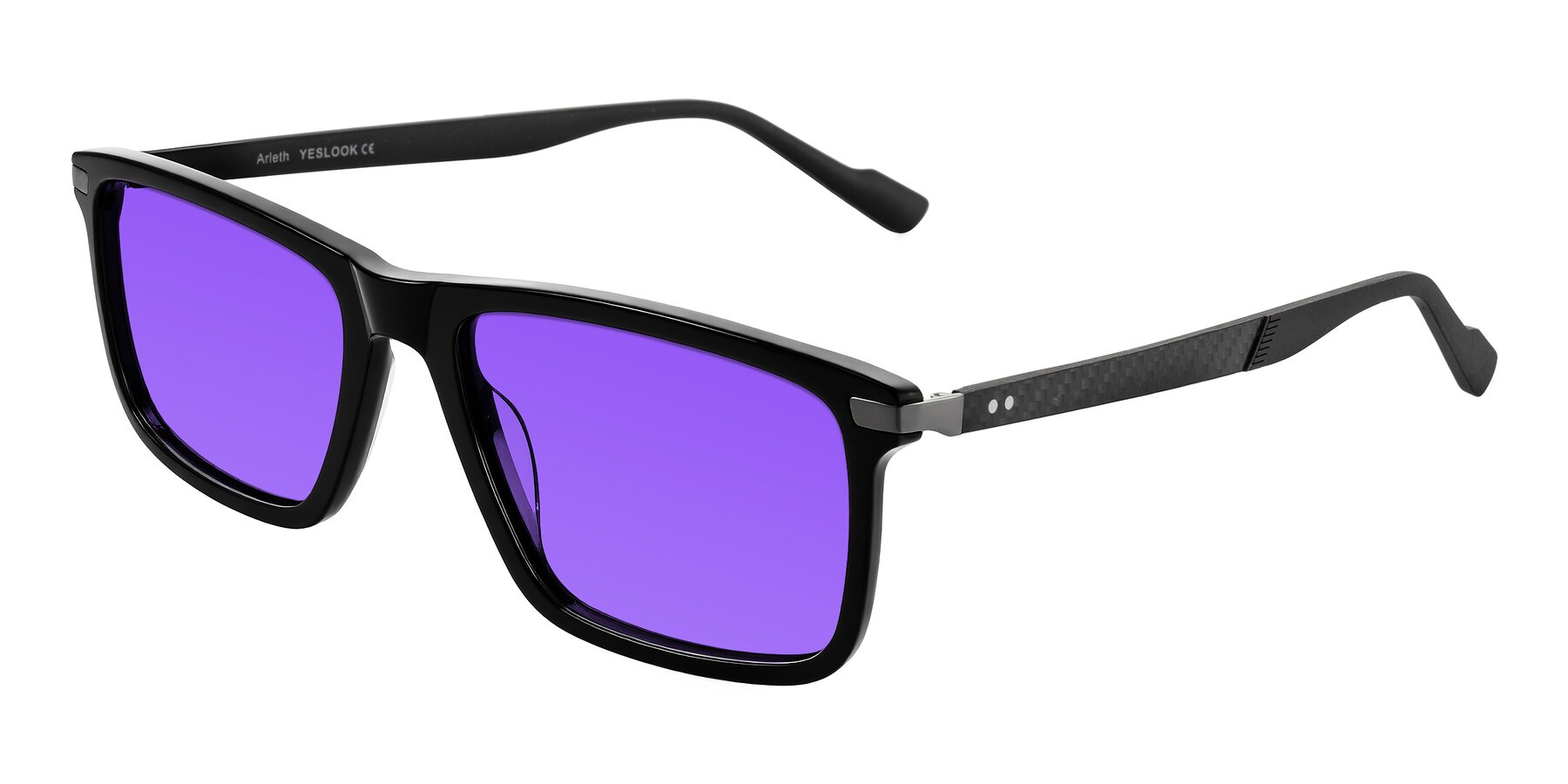 Angle of Arleth in Black with Purple Tinted Lenses