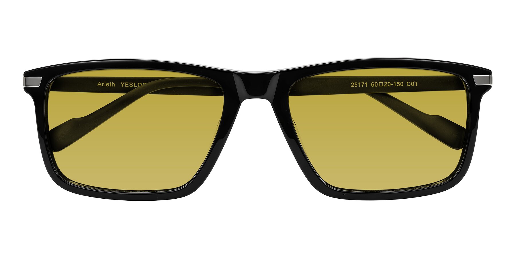Folded Front of Arleth in Black with Champagne Tinted Lenses
