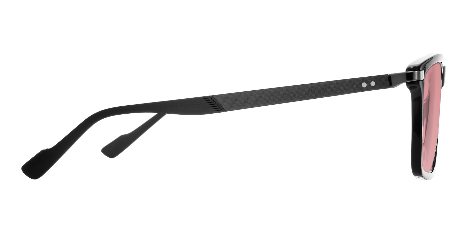 Side of Arleth in Black with Medium Garnet Tinted Lenses