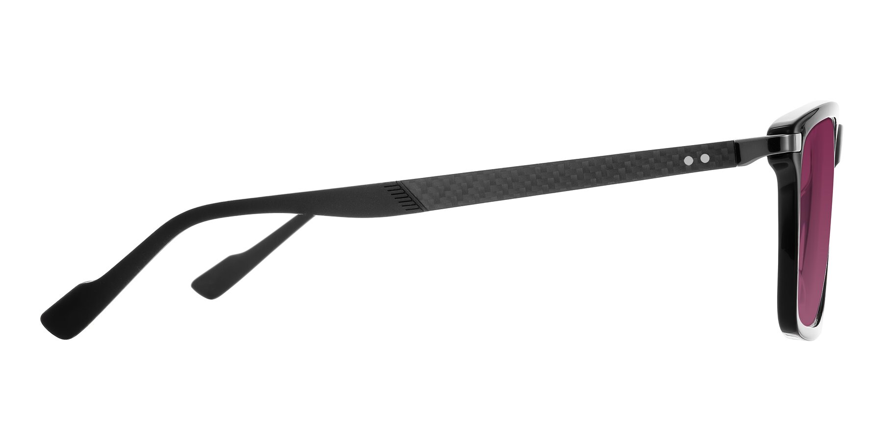 Side of Arleth in Black with Wine Tinted Lenses