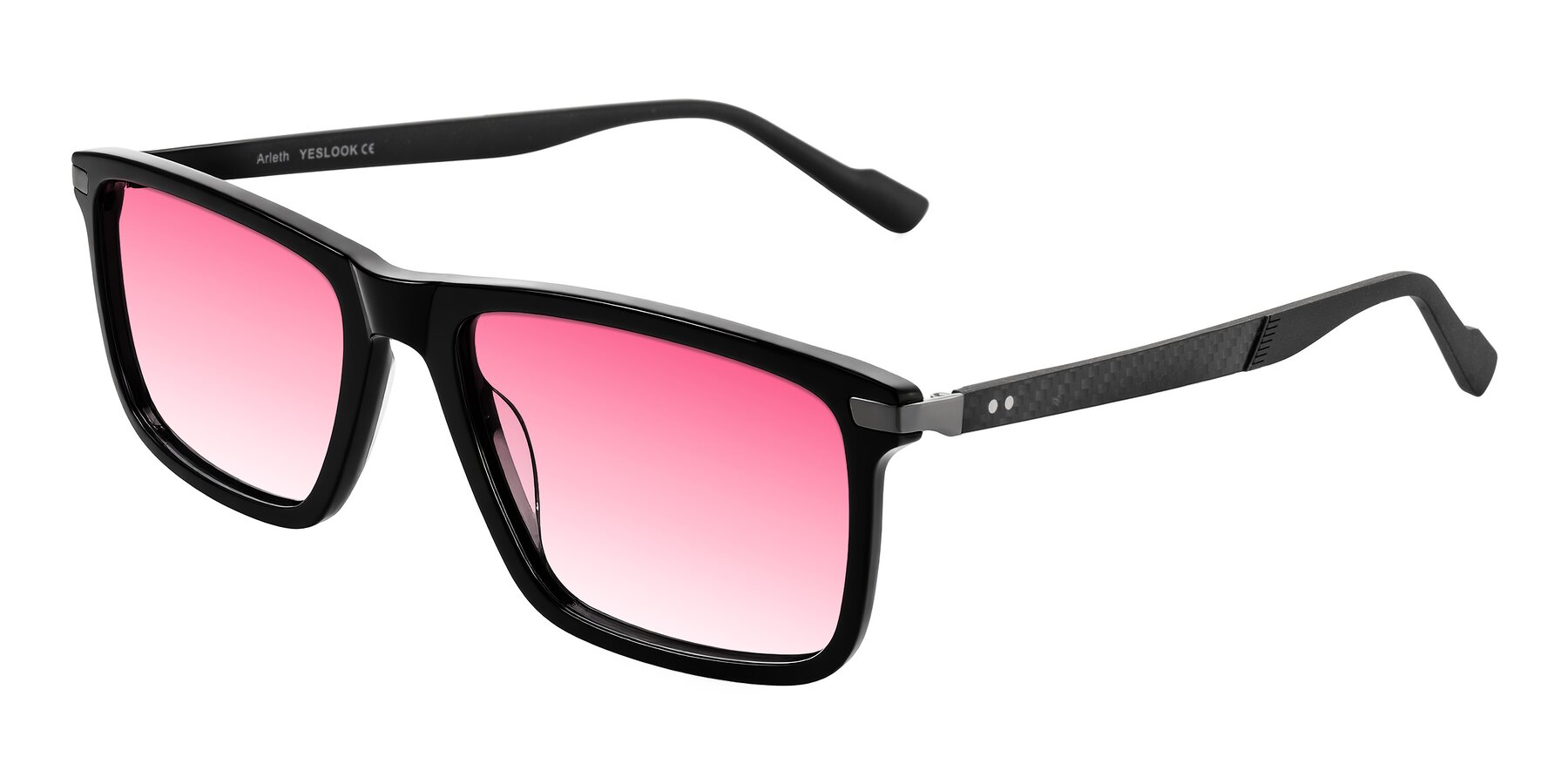 Angle of Arleth in Black with Pink Gradient Lenses