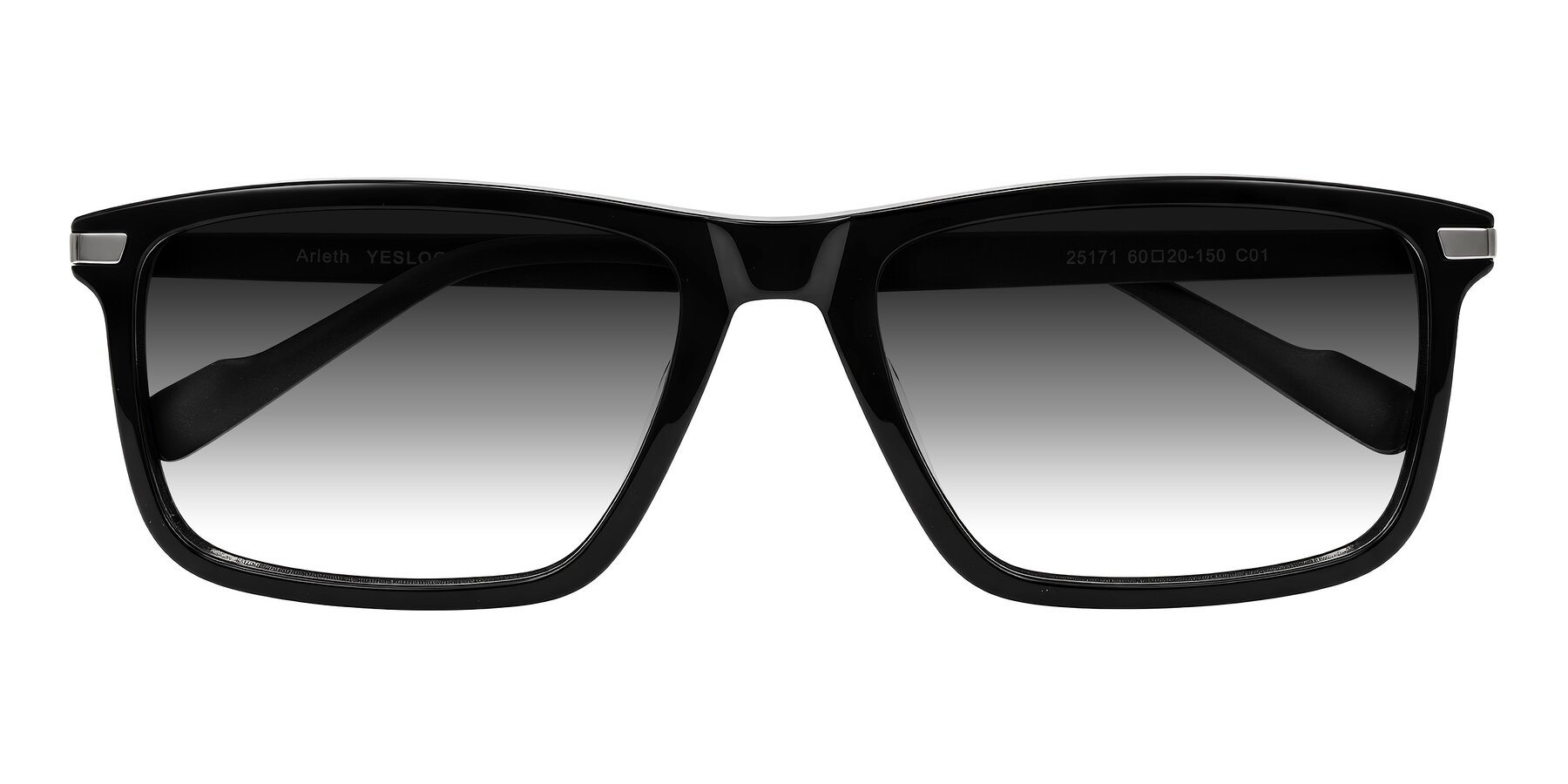 Folded Front of Arleth in Black with Gray Gradient Lenses
