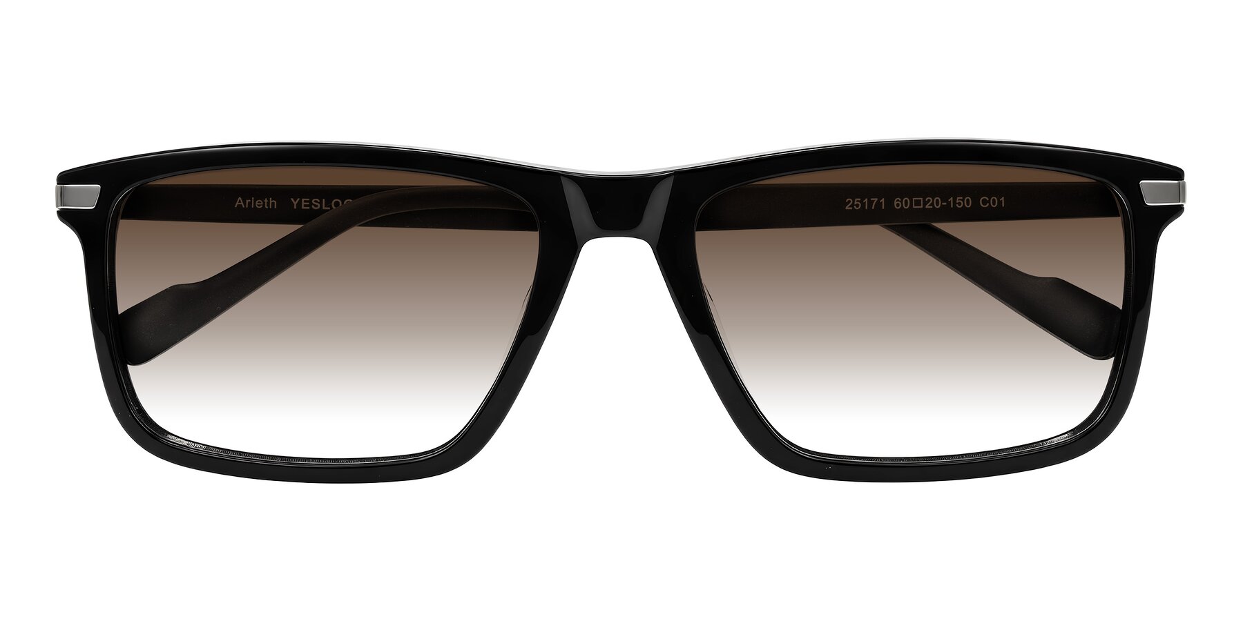 Folded Front of Arleth in Black with Brown Gradient Lenses
