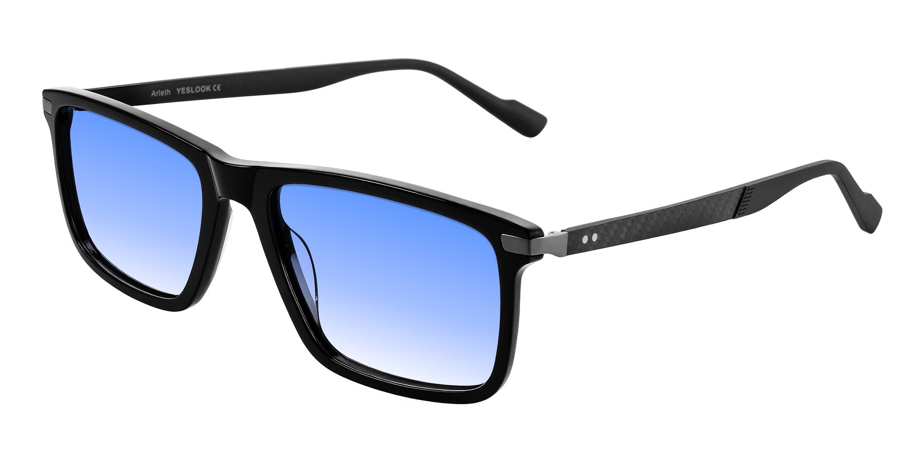 Angle of Arleth in Black with Blue Gradient Lenses