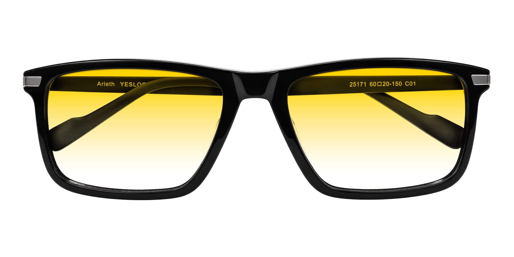 Folded Front of Arleth in Black with Yellow Gradient Lenses