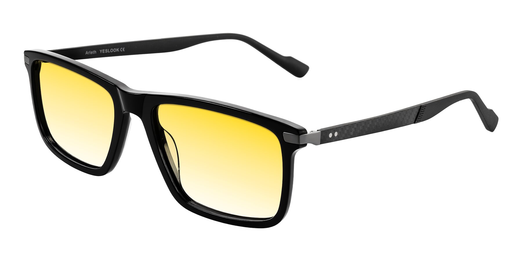 Angle of Arleth in Black with Yellow Gradient Lenses