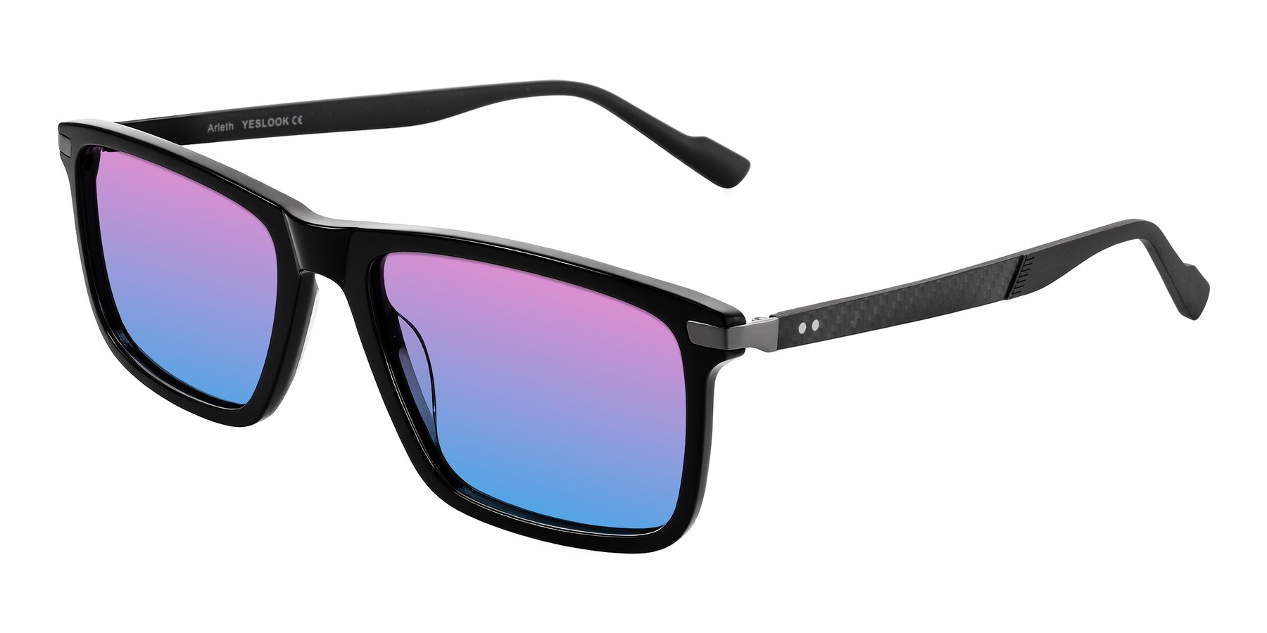 Angle of Arleth in Black with Pink / Blue Gradient Lenses