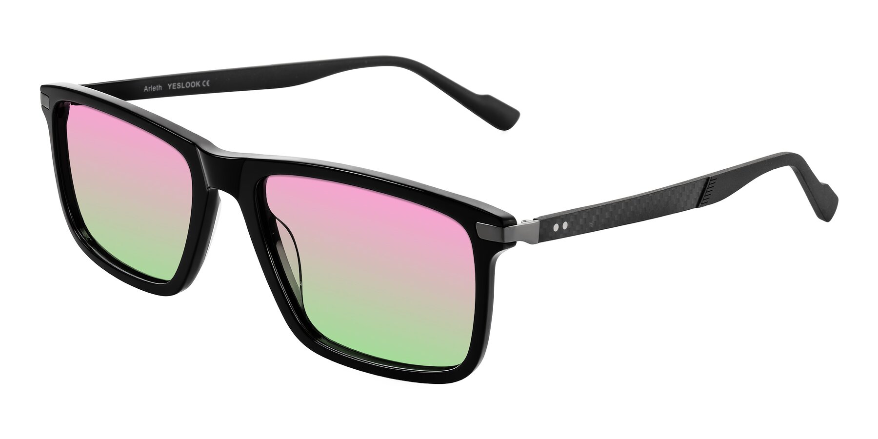 Angle of Arleth in Black with Pink / Green Gradient Lenses