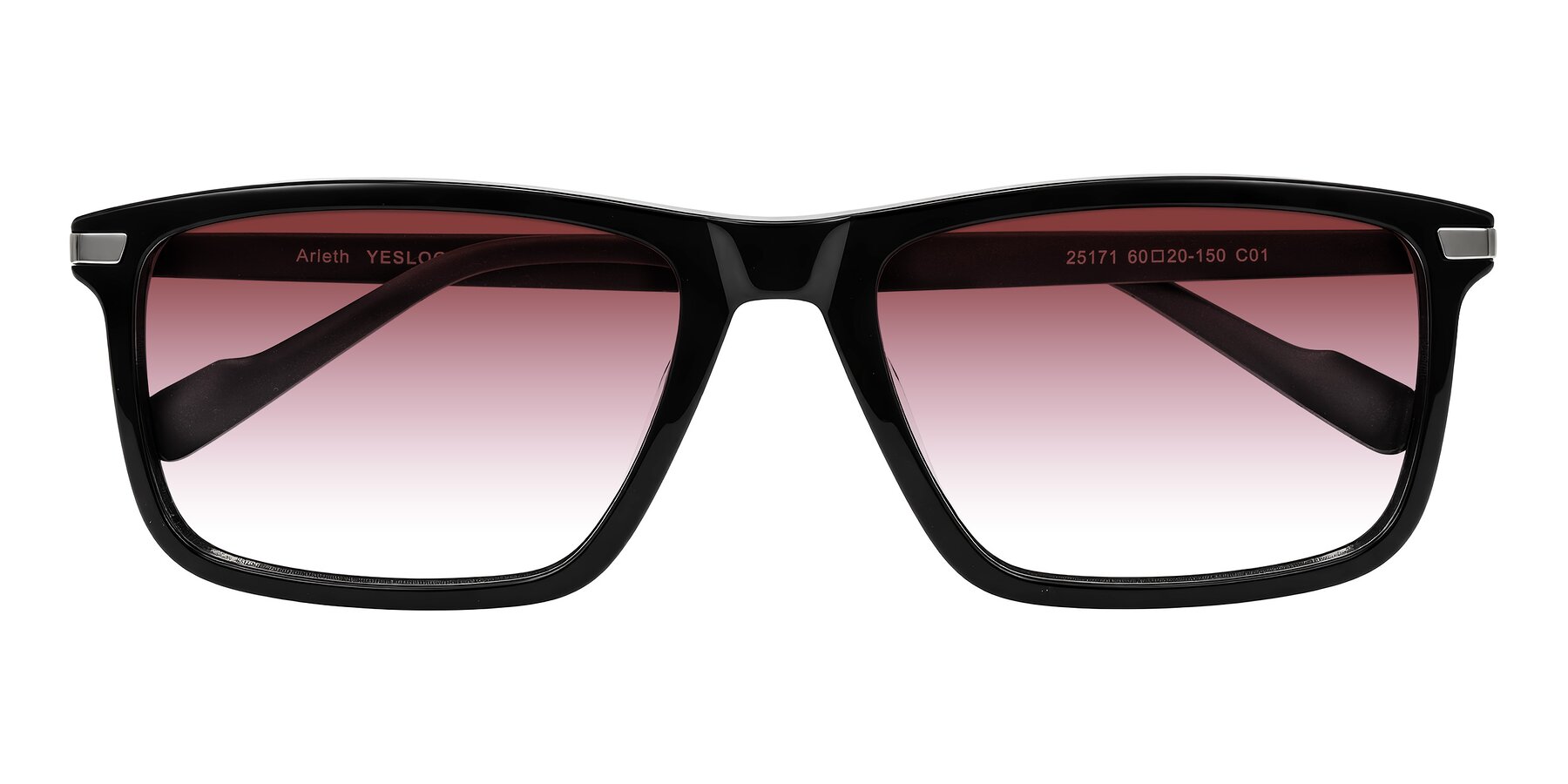 Folded Front of Arleth in Black with Garnet Gradient Lenses