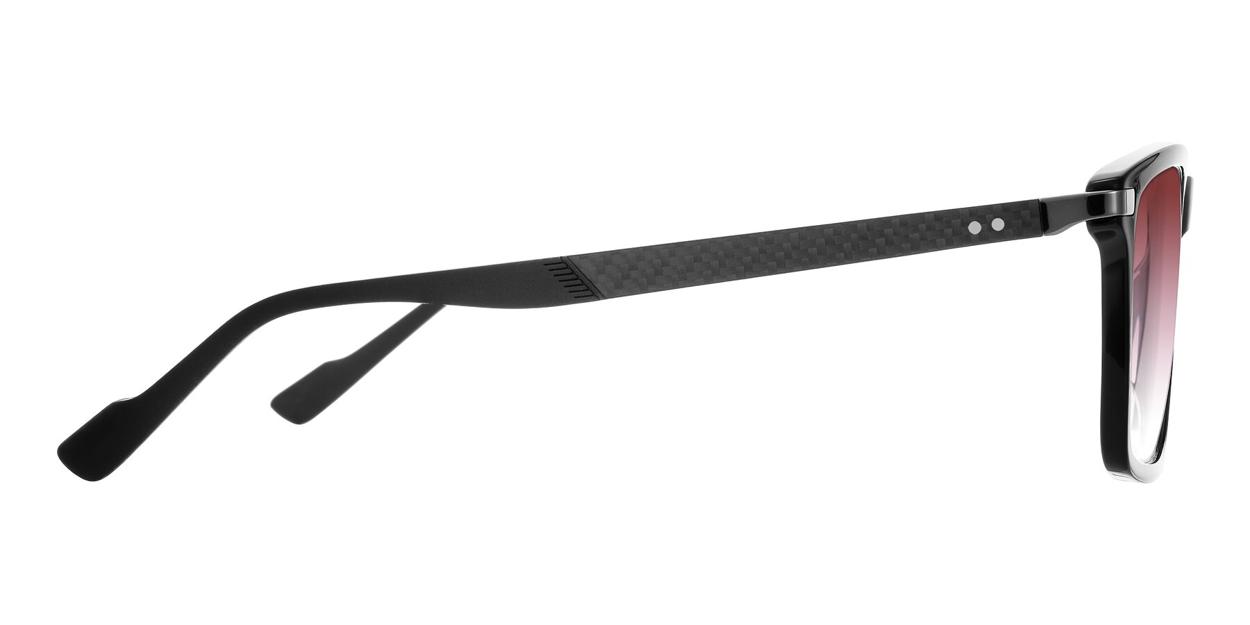 Side of Arleth in Black with Garnet Gradient Lenses