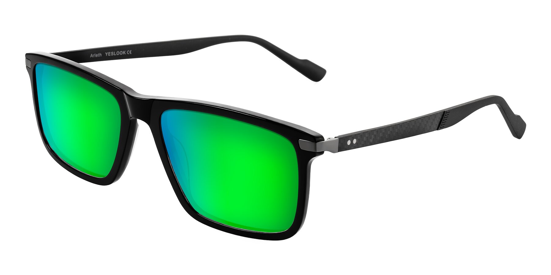 Angle of Arleth in Black with Green Mirrored Lenses