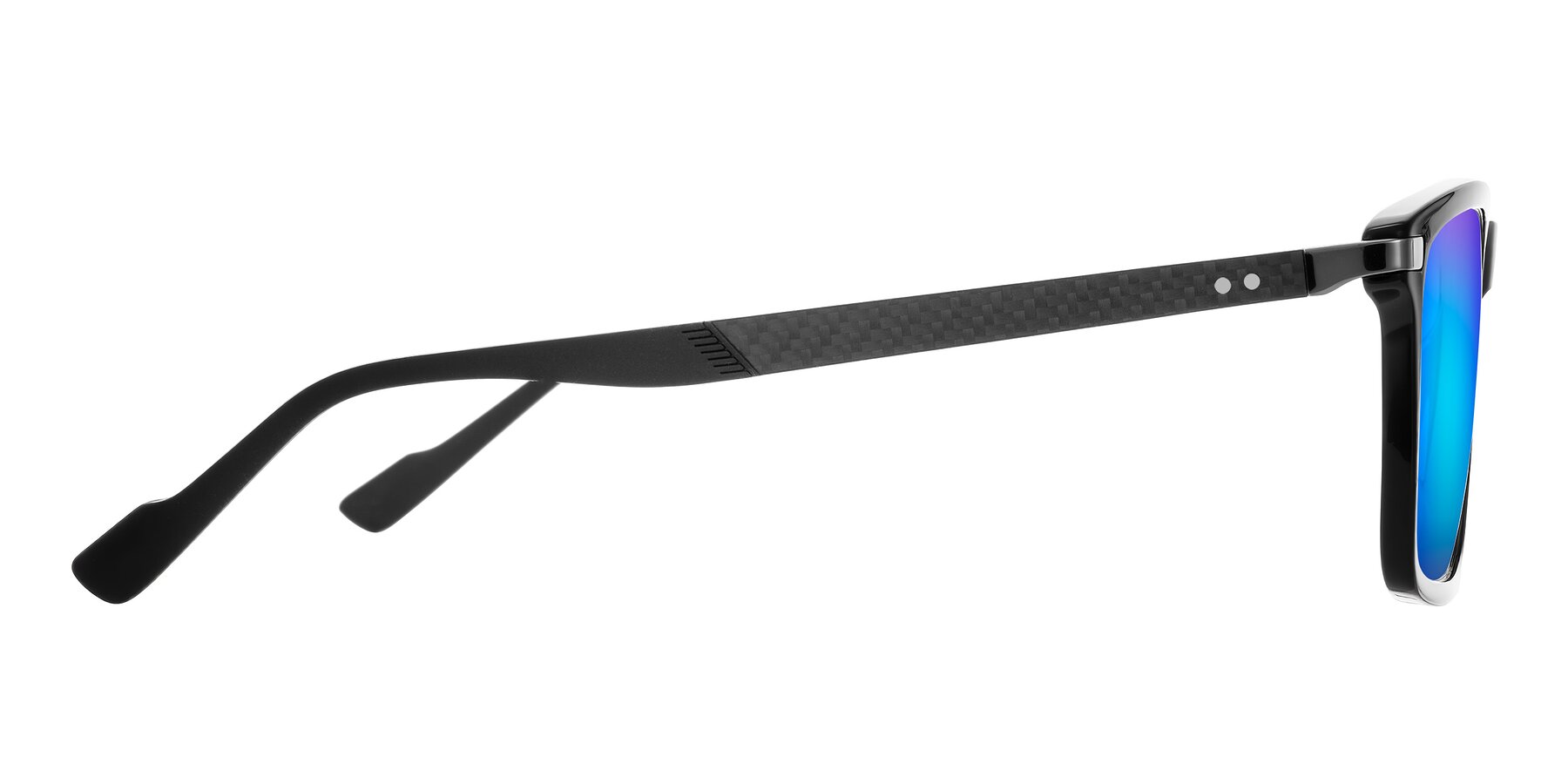 Side of Arleth in Black with Blue Mirrored Lenses