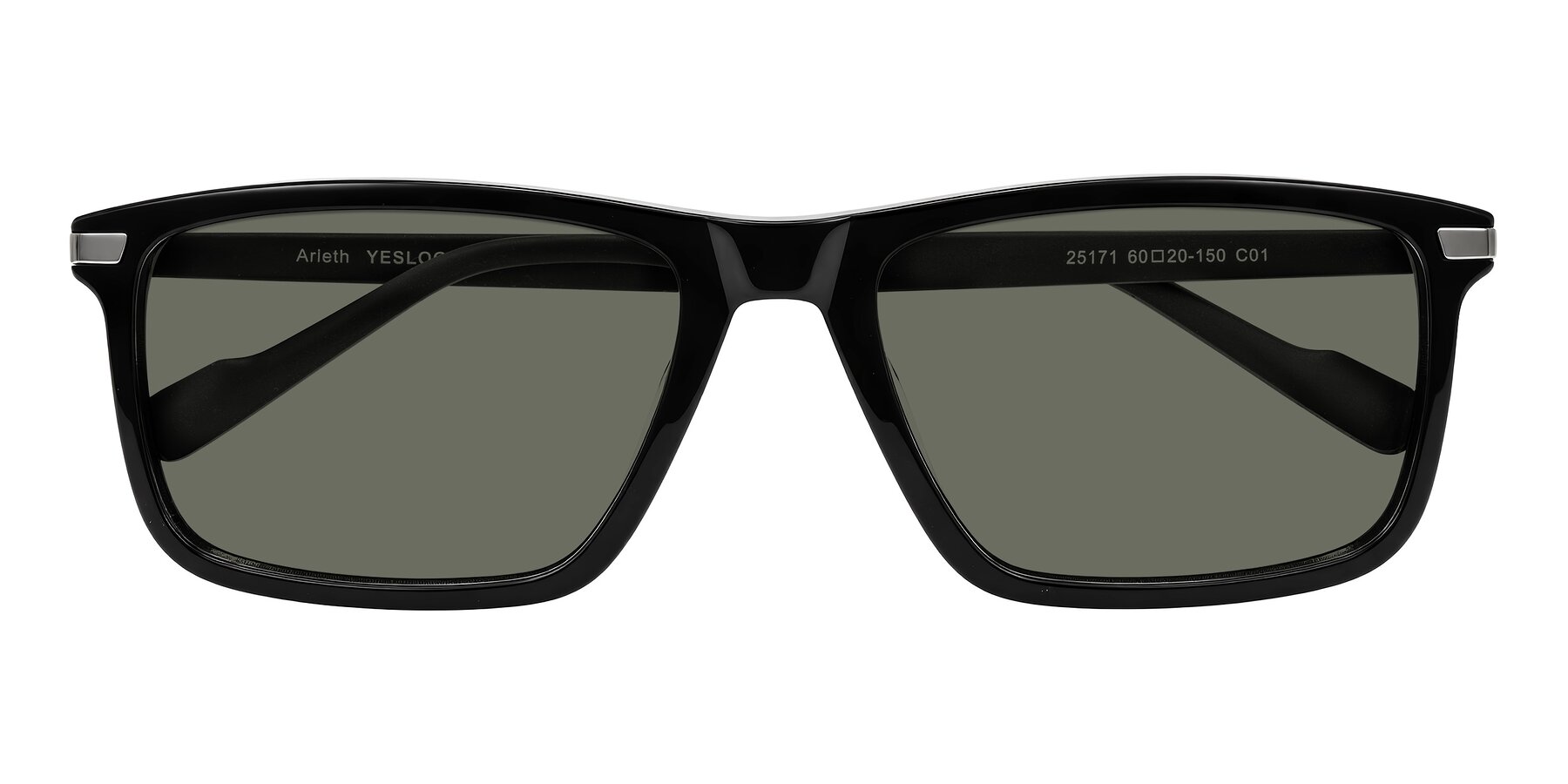 Folded Front of Arleth in Black with Gray Polarized Lenses