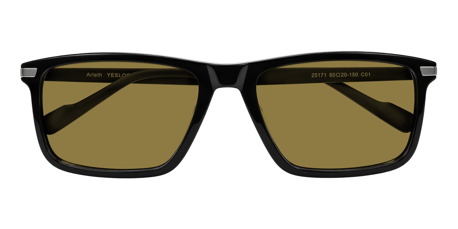Folded Front of Arleth in Black with Brown Polarized Lenses