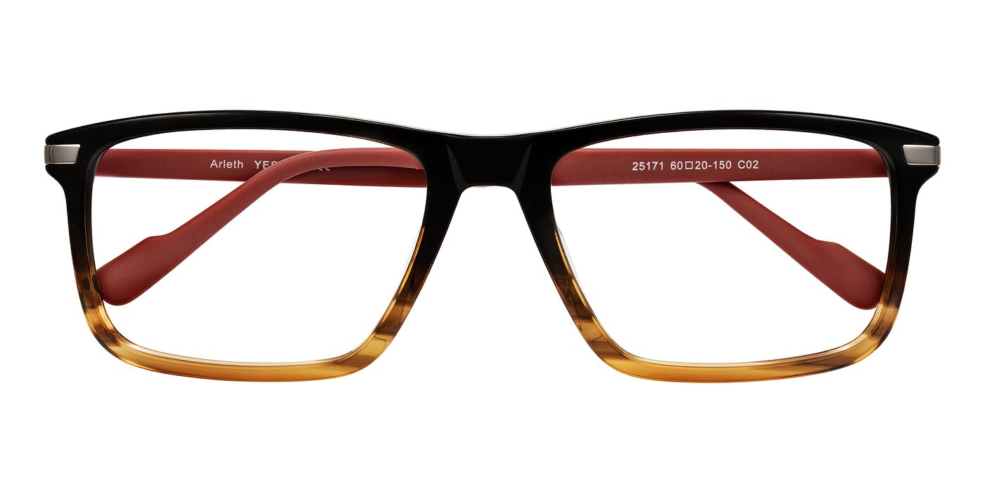 Arleth - Gradient Brown Striped/Red Eyeglasses