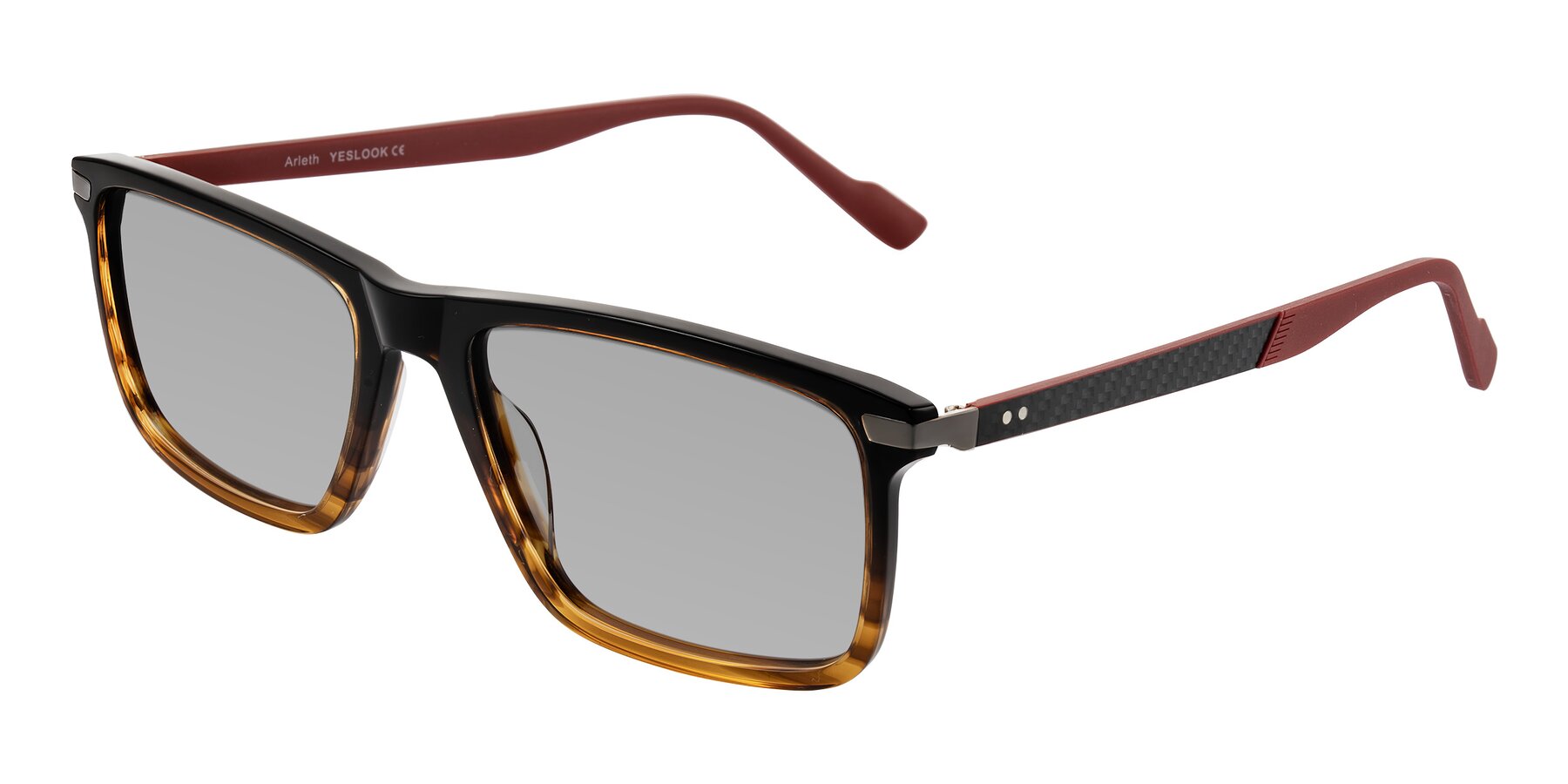 Angle of Arleth in Gradient Brown Striped/Red with Light Gray Tinted Lenses