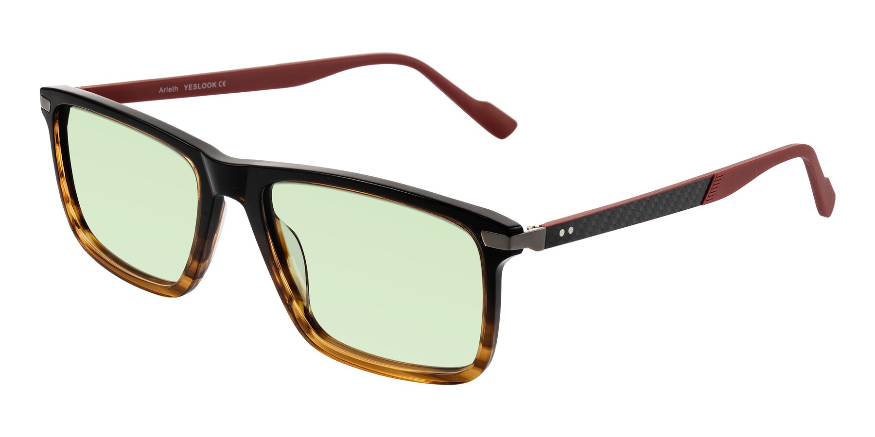 Angle of Arleth in Gradient Brown Striped/Red with Light Green Tinted Lenses