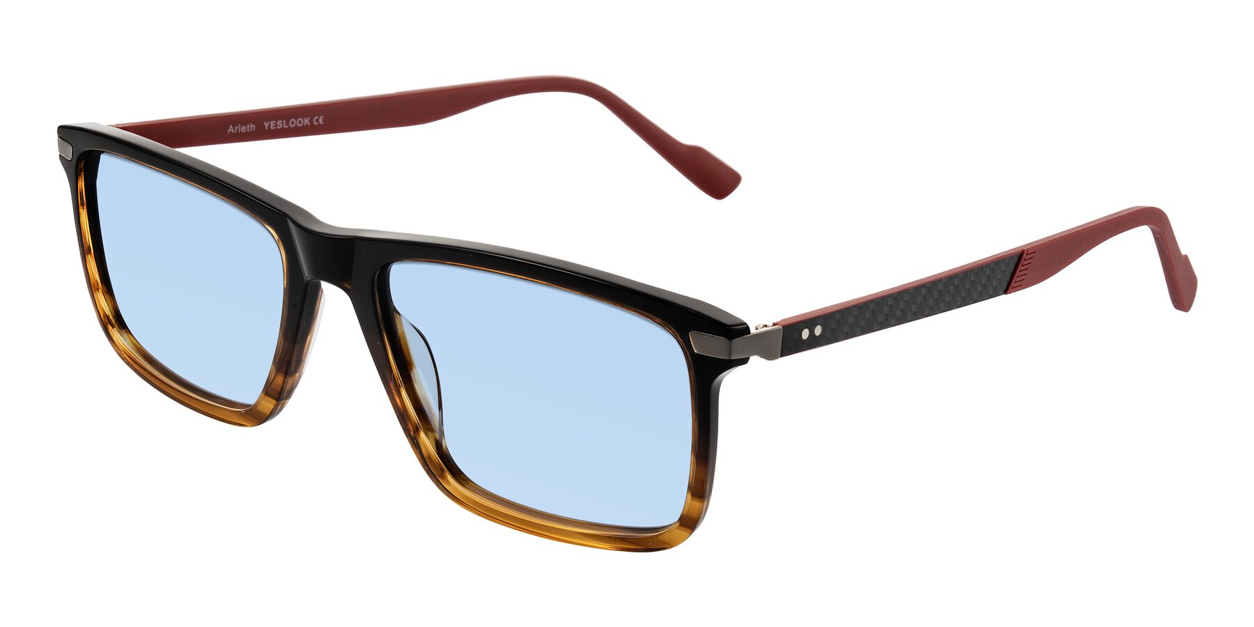 Angle of Arleth in Gradient Brown Striped/Red with Light Blue Tinted Lenses