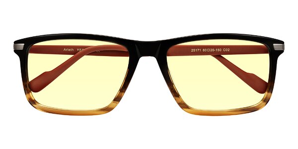 Front of Arleth in Gradient Brown Striped/Red