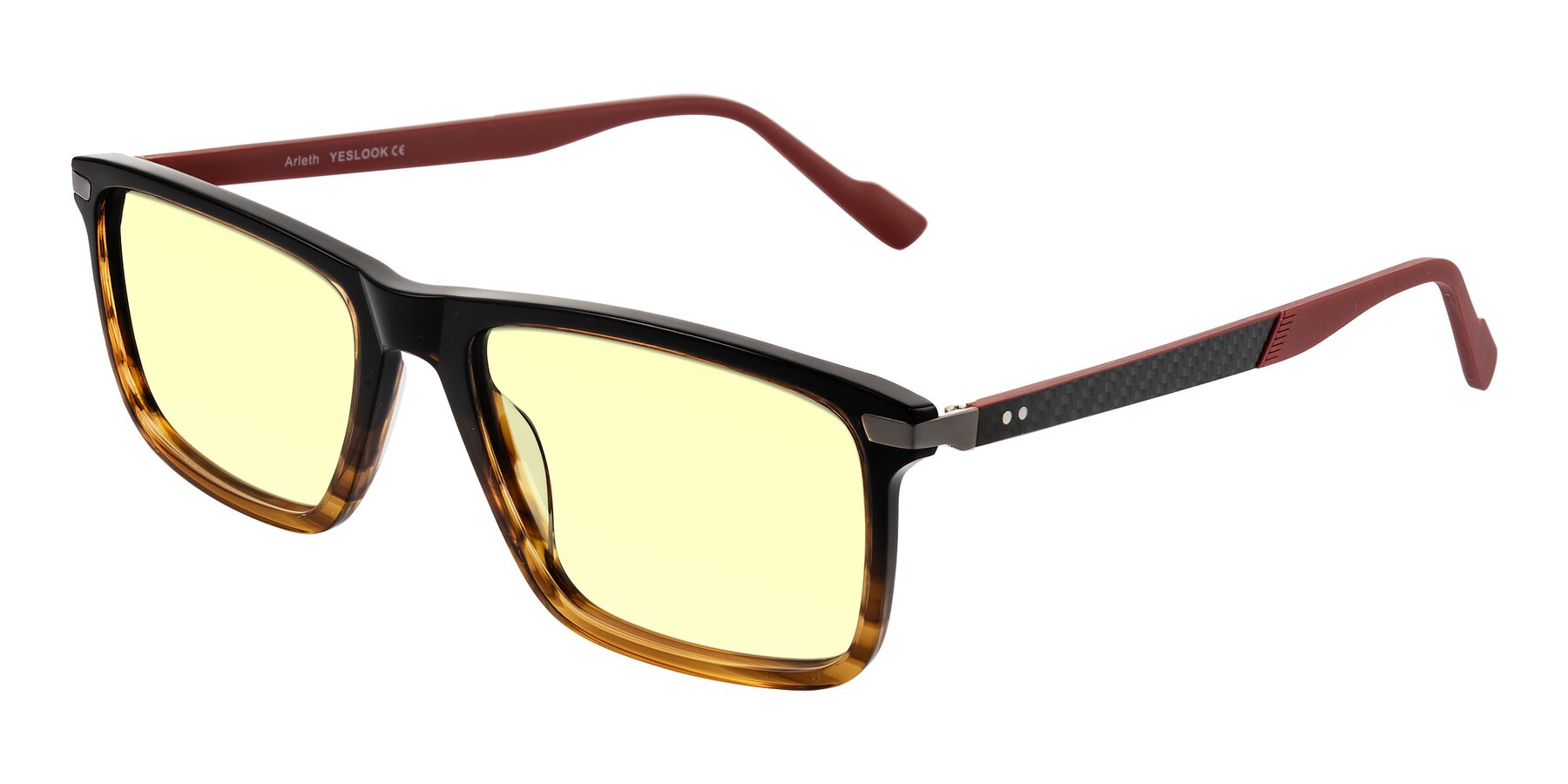 Angle of Arleth in Gradient Brown Striped/Red with Light Yellow Tinted Lenses