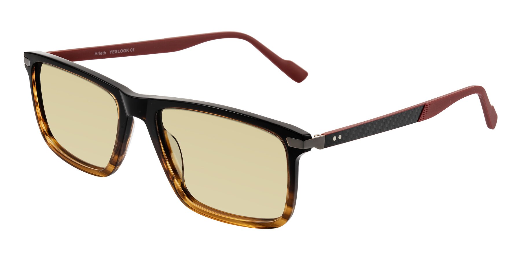 Angle of Arleth in Gradient Brown Striped/Red with Light Champagne Tinted Lenses