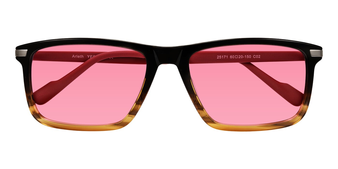 Arleth - Gradient Brown Striped/Red Tinted Sunglasses