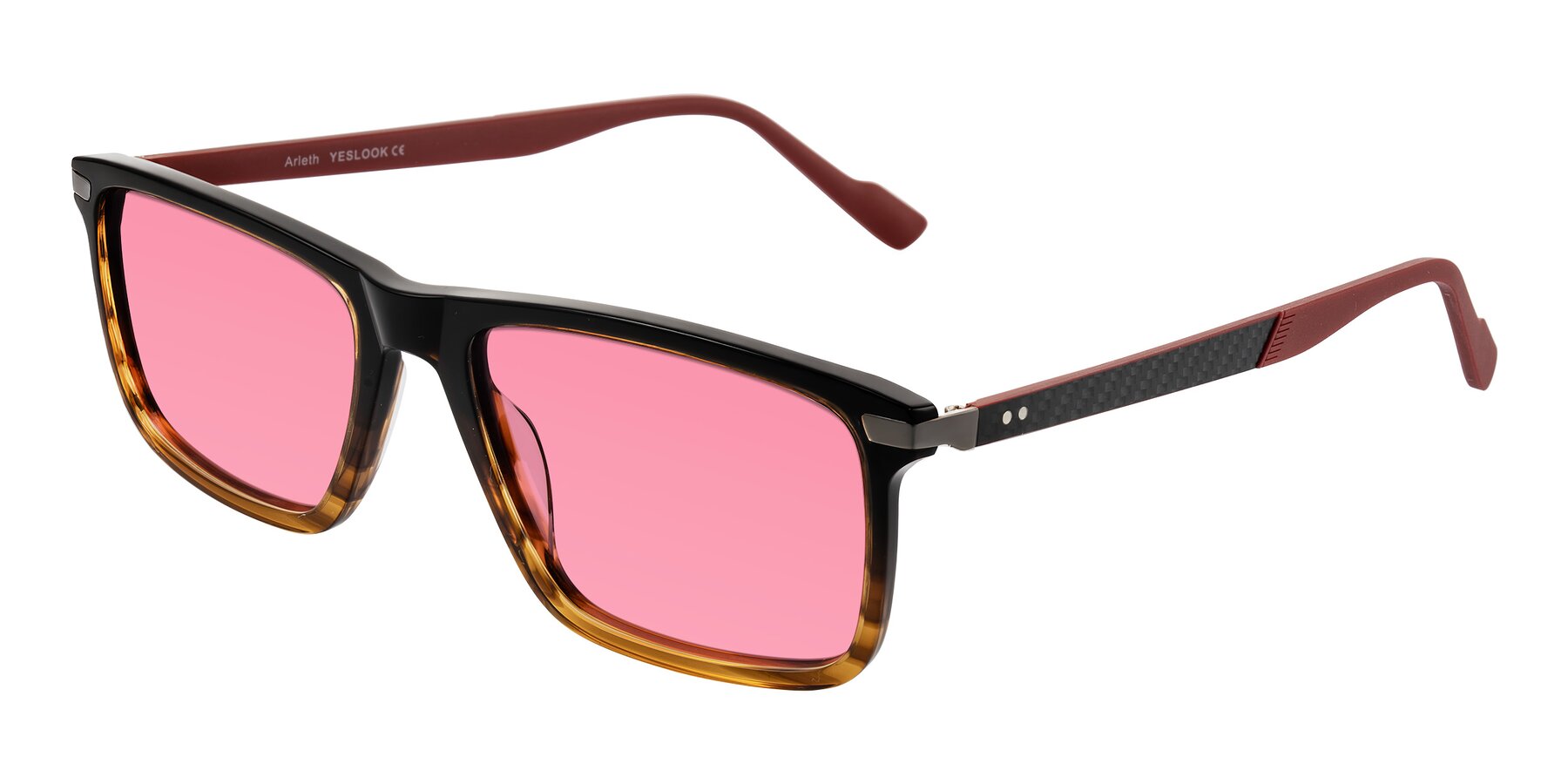 Angle of Arleth in Gradient Brown Striped/Red with Pink Tinted Lenses