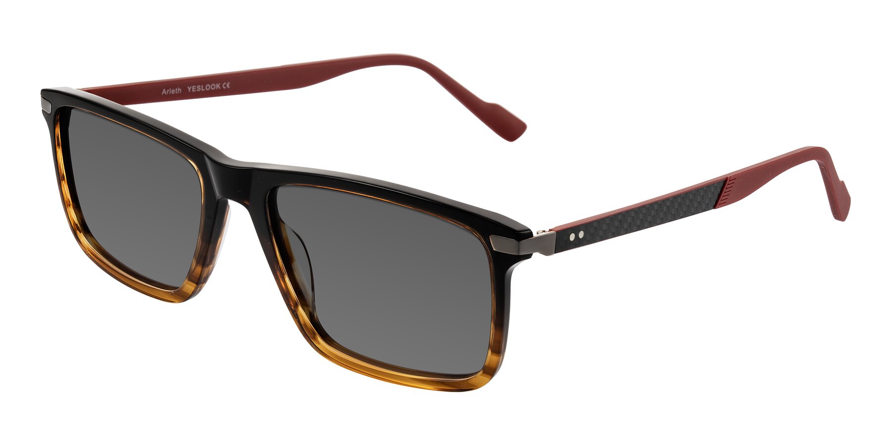 Angle of Arleth in Gradient Brown Striped/Red with Medium Gray Tinted Lenses