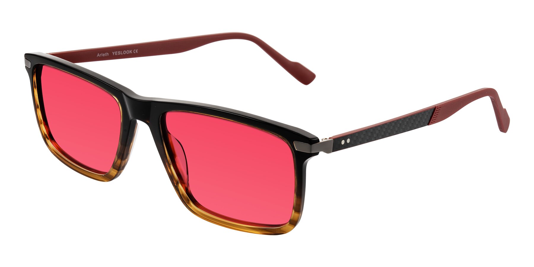 Angle of Arleth in Gradient Brown Striped/Red with Red Tinted Lenses