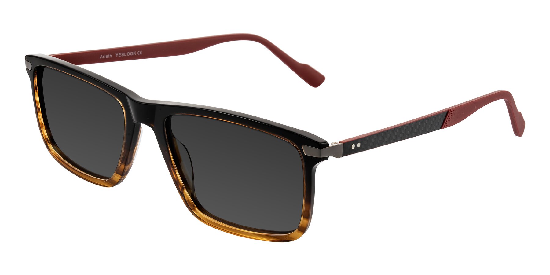 Angle of Arleth in Gradient Brown Striped/Red with Gray Tinted Lenses