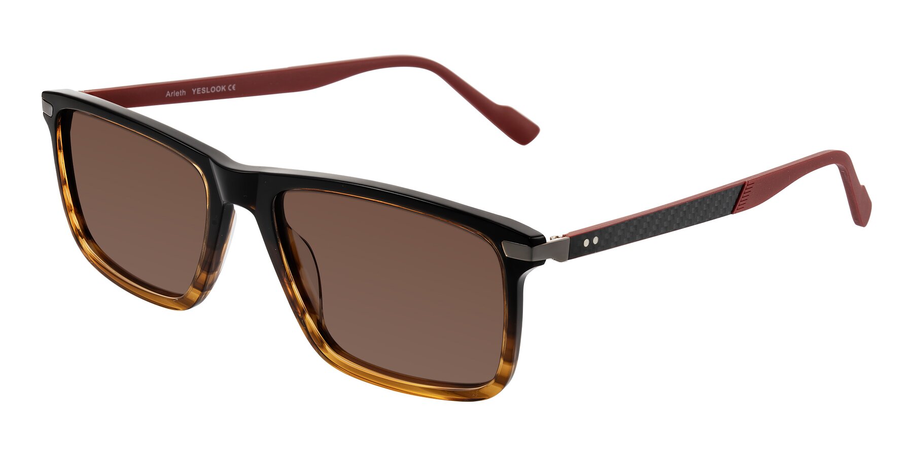 Angle of Arleth in Gradient Brown Striped/Red with Brown Tinted Lenses