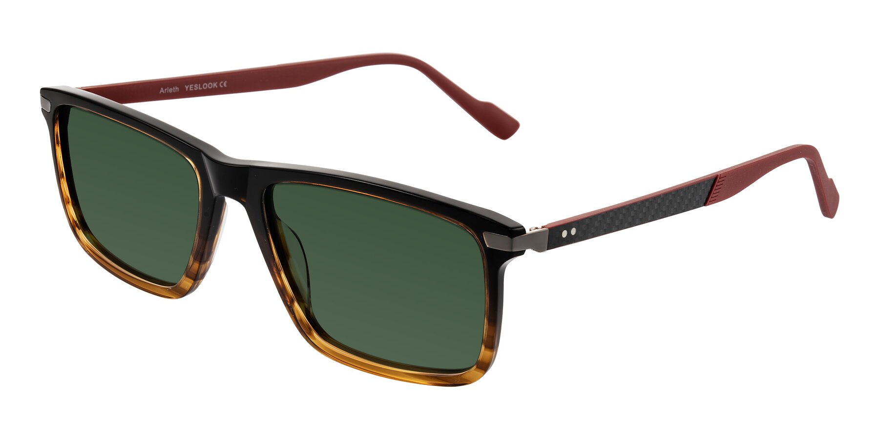 Angle of Arleth in Gradient Brown Striped/Red with Green Tinted Lenses