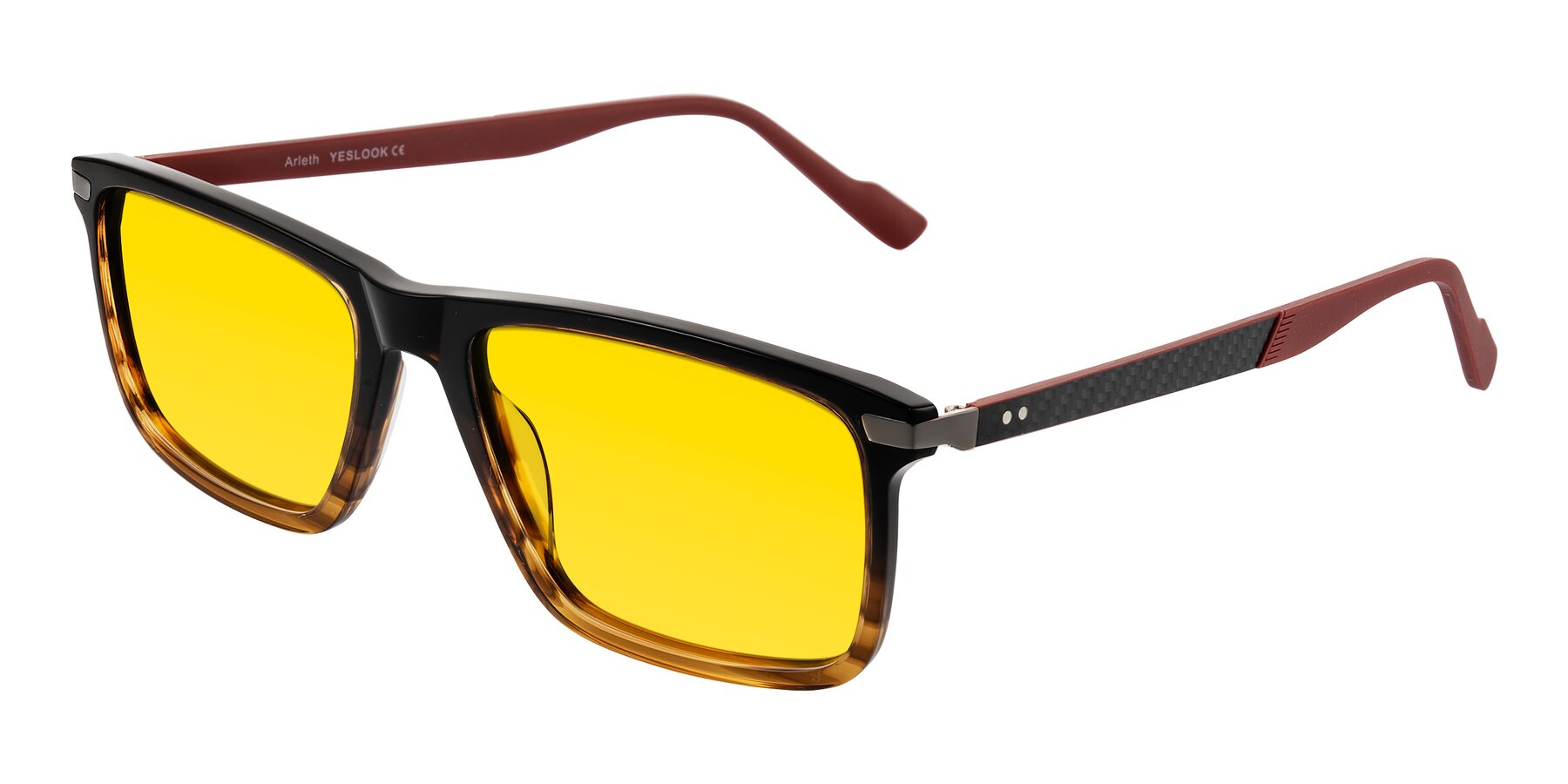 Angle of Arleth in Gradient Brown Striped/Red with Yellow Tinted Lenses