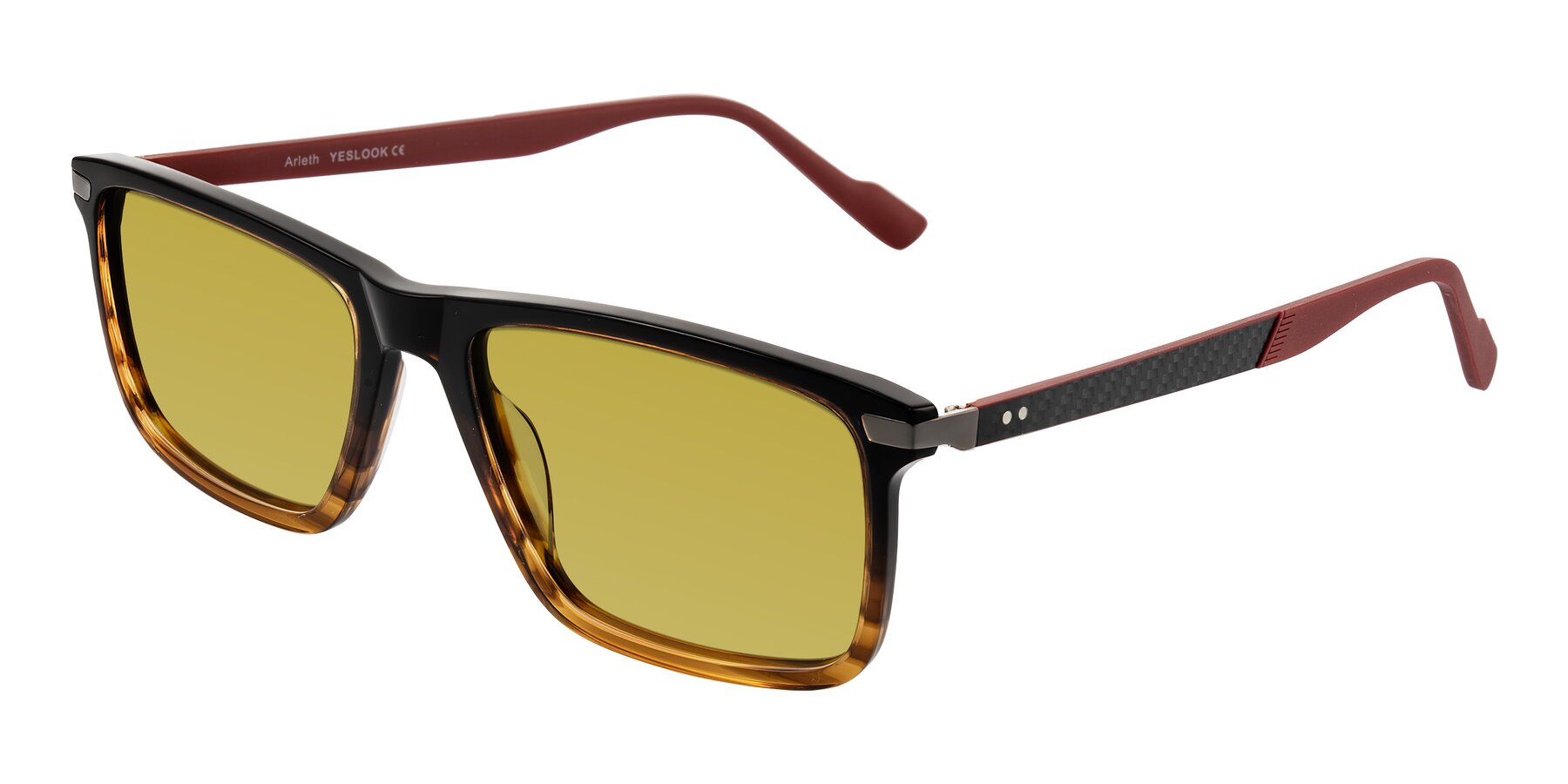 Angle of Arleth in Gradient Brown Striped/Red with Champagne Tinted Lenses