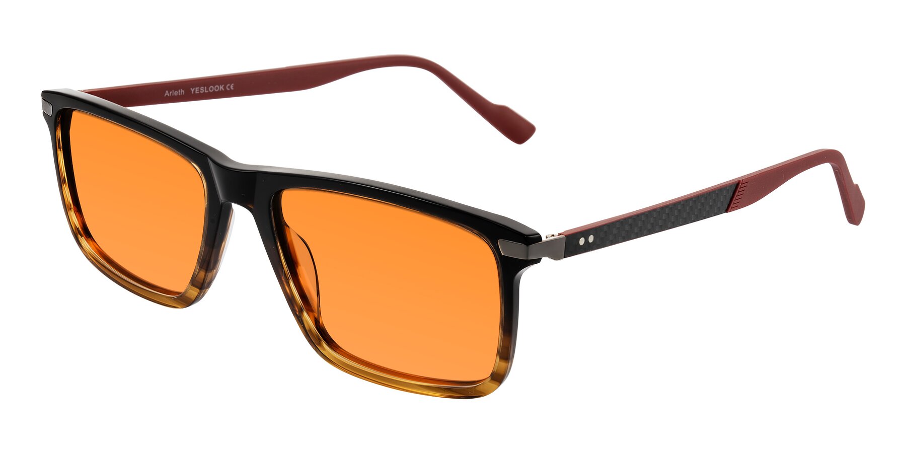 Angle of Arleth in Gradient Brown Striped/Red with Orange Tinted Lenses