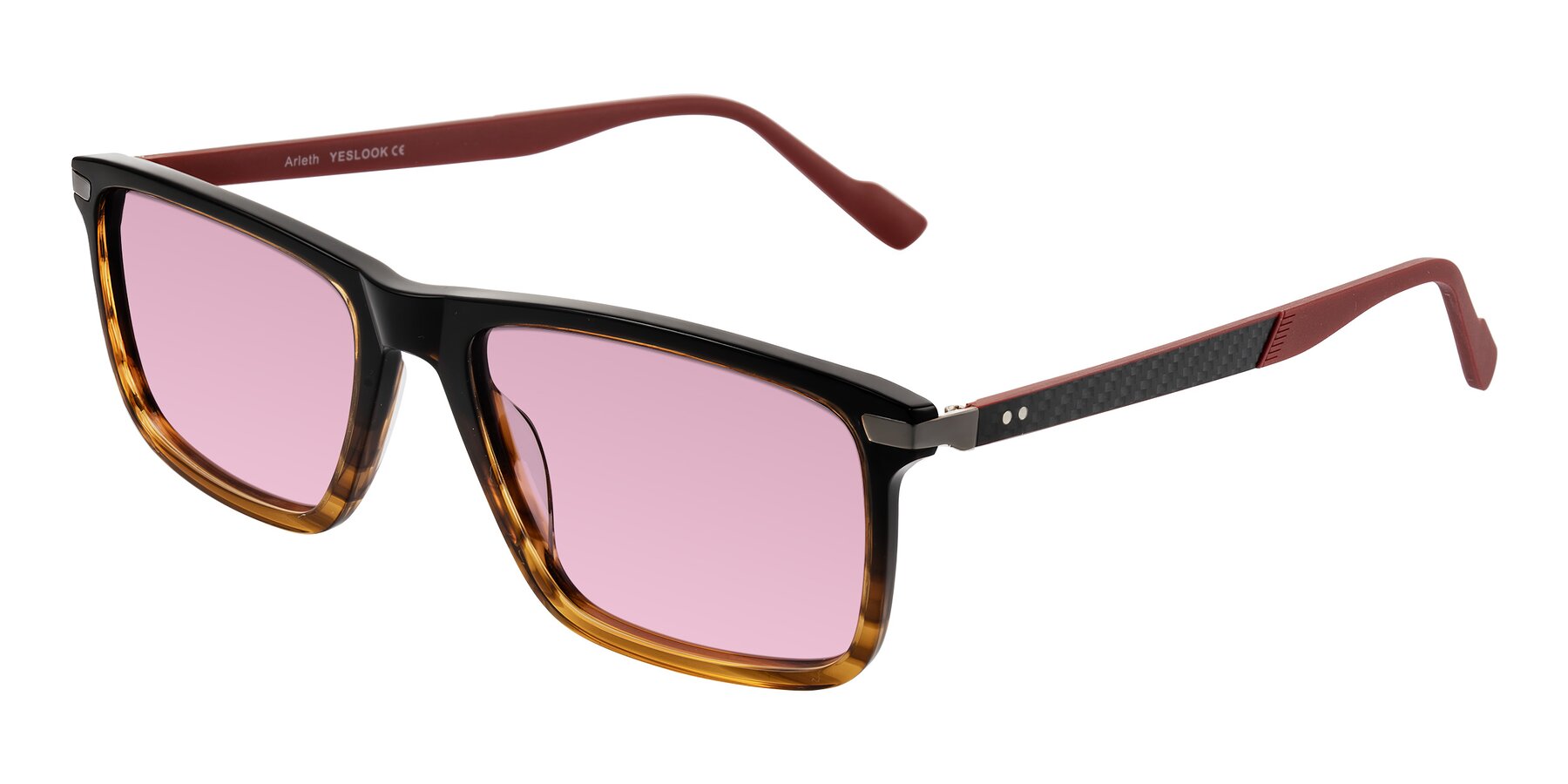 Angle of Arleth in Gradient Brown Striped/Red with Light Wine Tinted Lenses