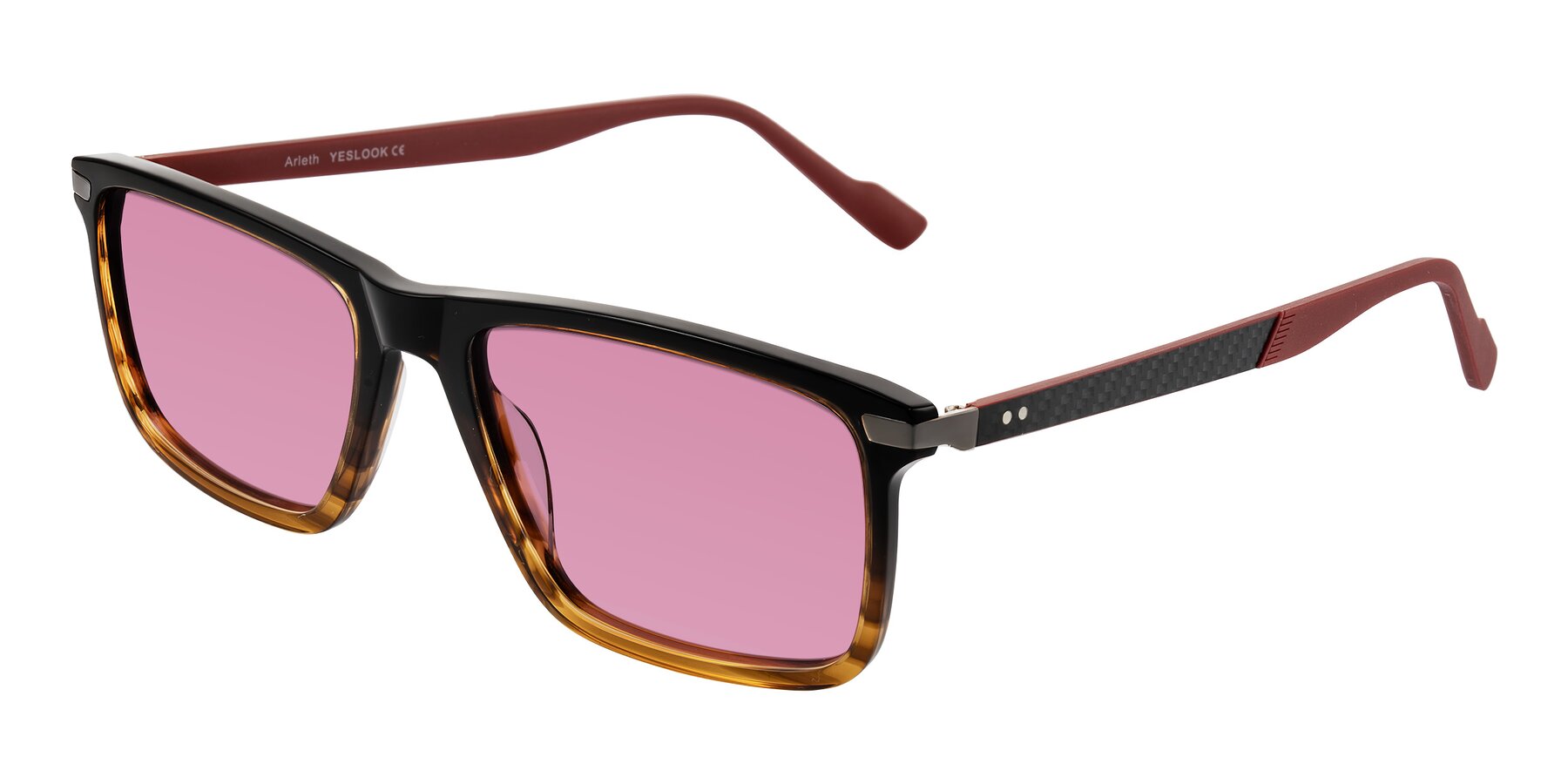 Angle of Arleth in Gradient Brown Striped/Red with Medium Wine Tinted Lenses
