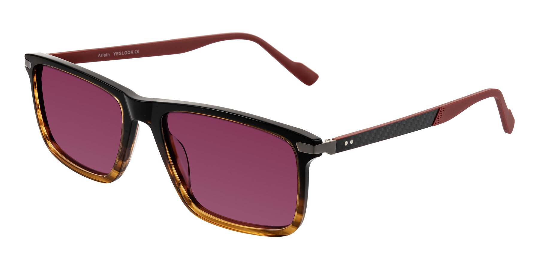 Angle of Arleth in Gradient Brown Striped/Red with Wine Tinted Lenses