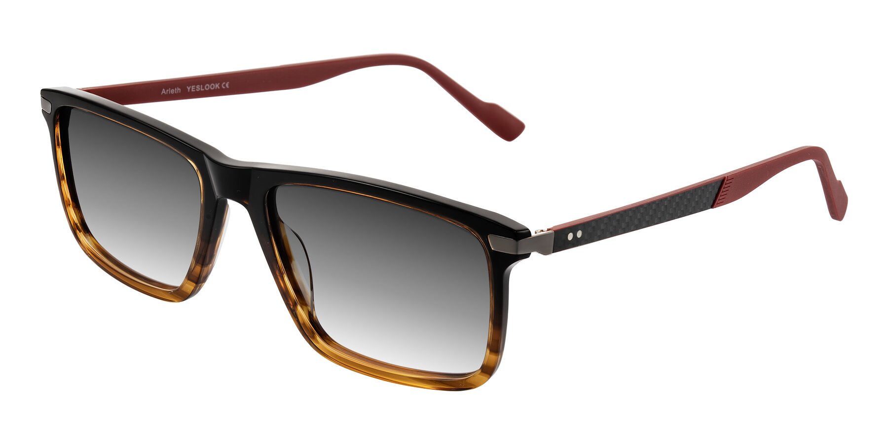 Angle of Arleth in Gradient Brown Striped/Red with Gray Gradient Lenses