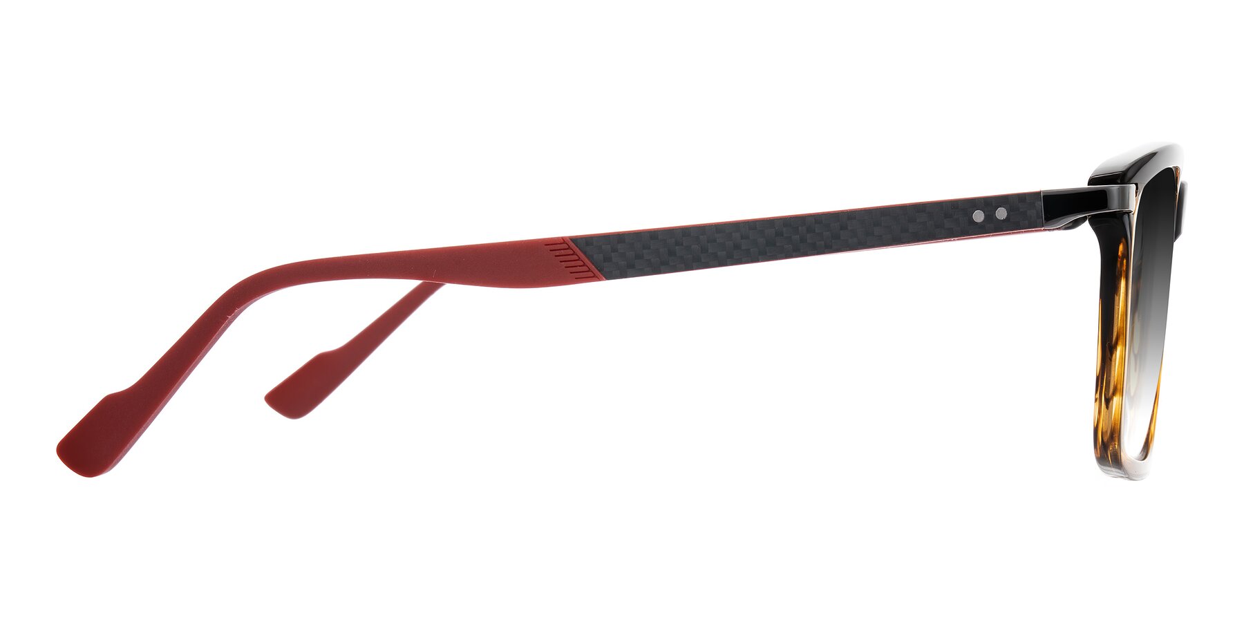 Side of Arleth in Gradient Brown Striped/Red with Gray Gradient Lenses